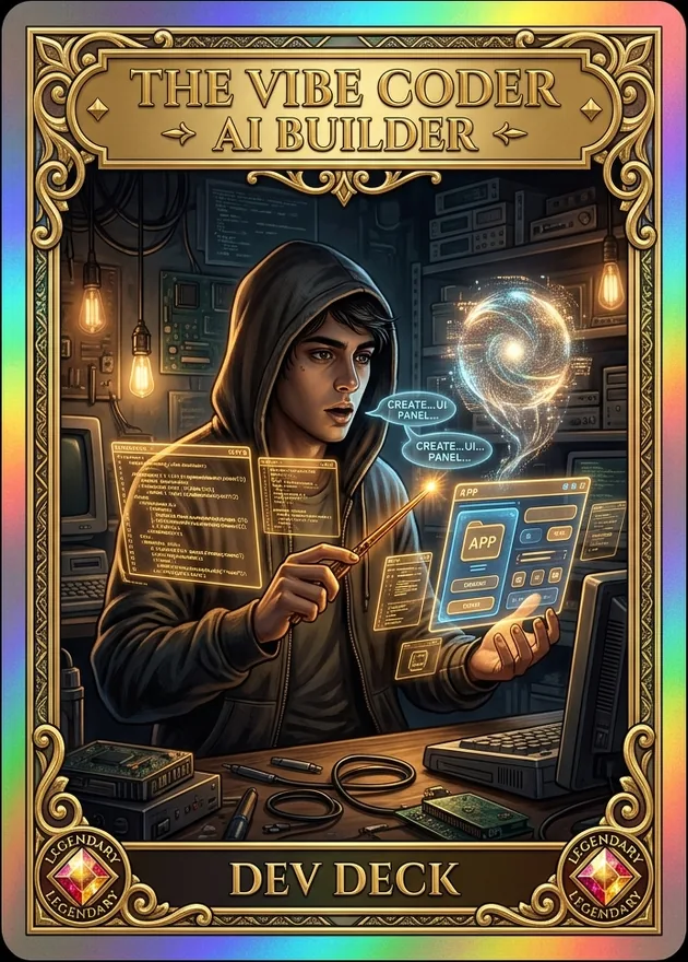 Carta The Vibe Coder de Invokard, programar sin saber programar